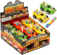 Kidsmania Formula 1 Racer Candy Toy Pull Back Car with Candy 12 Count