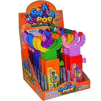 Kidsmania Grab Pop Candy Toy with Claw Grabber and Candy 12 Count Display