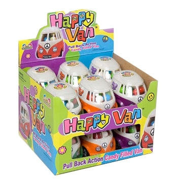 Kidsmania Happy Van Pull Back Candy Toy Van Filled with Candy 12 Count