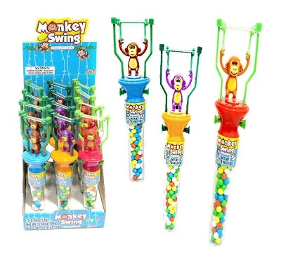 Kidsmania Monkey Swing Candy Toy Dispenser with Mini Jawbreakers 12 Count
