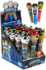 Kidsmania Pirate Flash Pop Light-Up Candy Toy with Lollipop Inside, 12 Count