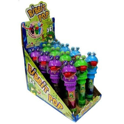 Kidsmania Ribbit Pop Candy Toy Frog with Pop-Out Lollipop 12 Count Display