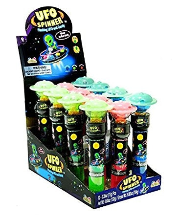 Kidsmania UFO Spinner Light-Up Candy Toy with Colorful Candy 12 Count