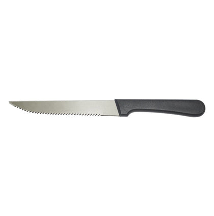 Steak knife 5-inch blade with pointed tip and durable plastic handle, sharp, rust-resistant, easy to clean, comfortable grip, perfect for cutting steaks and meat. (Packed By: 48 Dozen Per Case).