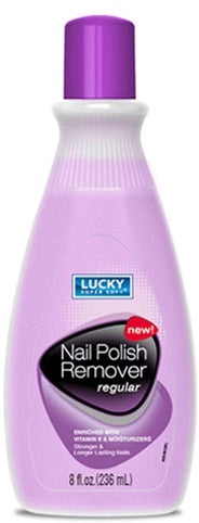 Lucky Super Soft Lemon Scent Nail Polish Remover is enriched with vitamin E and moisturizers to help nourish and strengthen your nails during polish removal. Its gentle formula is designed to prevent dryness, cracking, and whitening, promoting healthier, longer-lasting nails. This product offers great value for the whole family and is not tested on animals.