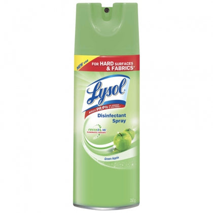 Lysol Disinfectant Spray 12.5oz Green Apple scent can for hard surfaces and fabrics

