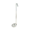 4oz stainless steel one-piece ladle with gray handle, seamless construction, and deep bowl for hygienic and accurate serving. Durable and color-coded. Packed 120 each per case for commercial kitchens.