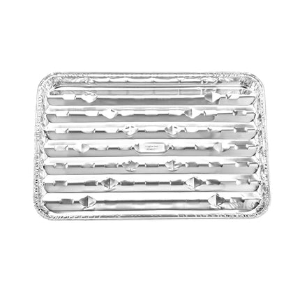 Large aluminum broiler pan, durable and heat-resistant, ideal for grilling, roasting, and broiling meats, seafood, and vegetables at home or events