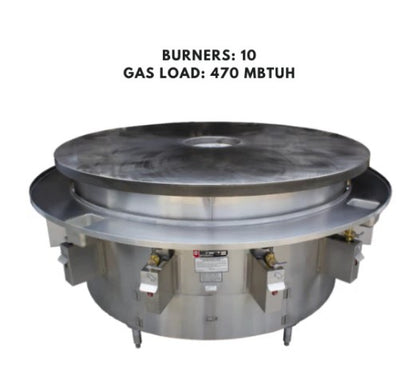 60-inch large Mongolian BBQ cooktop with propane gas, featuring a spacious cooking surface for grilling and stir-frying.