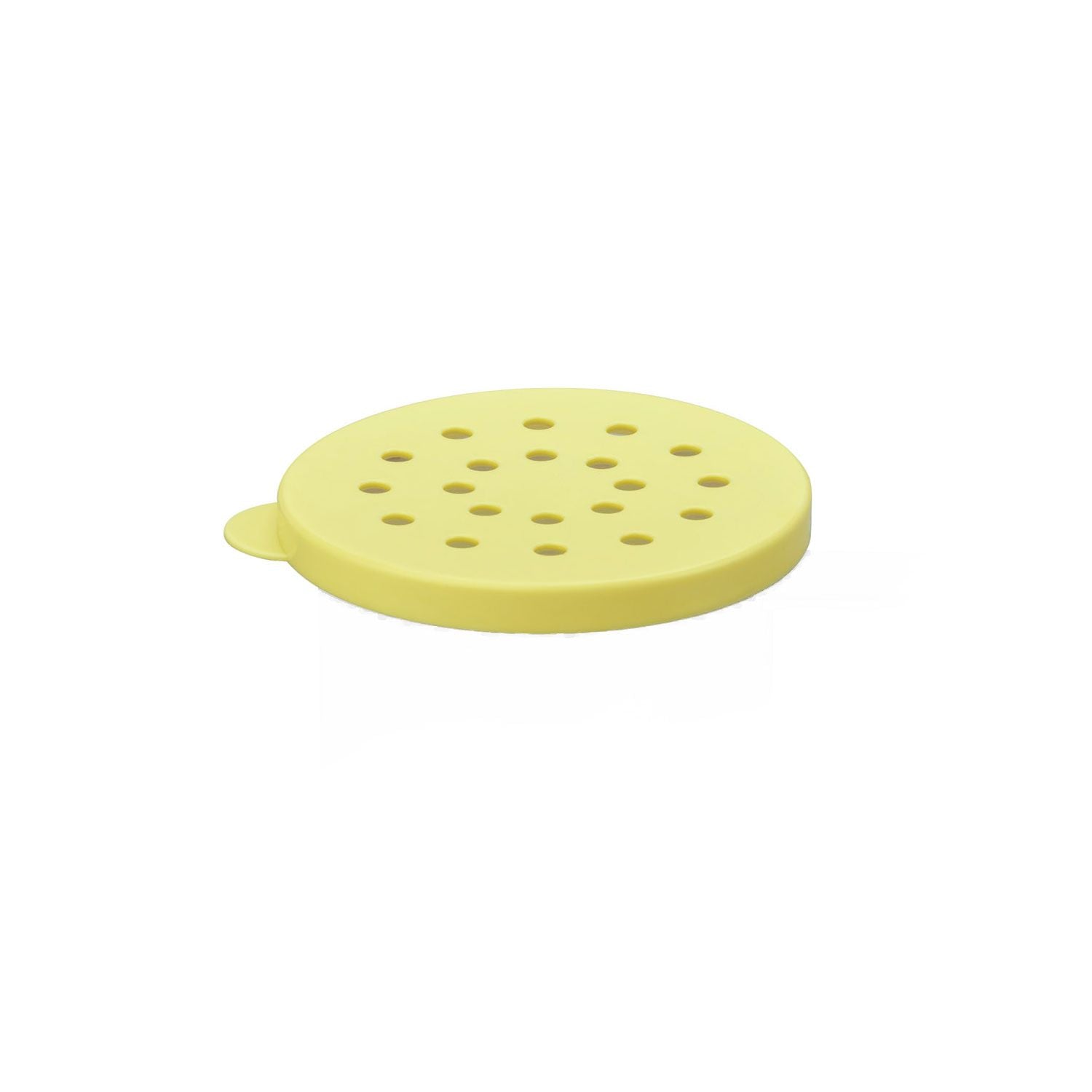 Durable yellow 4mm polycarbonate lid for PDRG series dredges, color-coded for easy identification, break-resistant, easy to clean, packed 144 per case for commercial kitchen use.