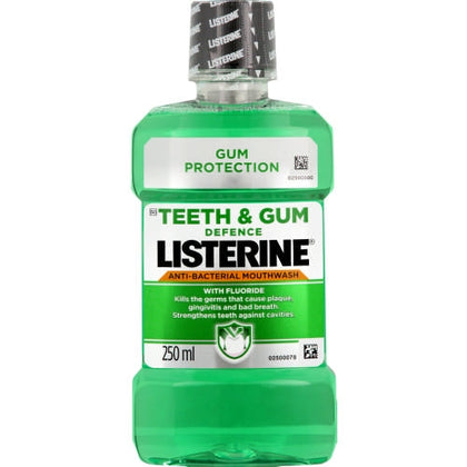 Listerine Teeth and Gum Defence Antibacterial Mouthwash 250ml Green Bottle

