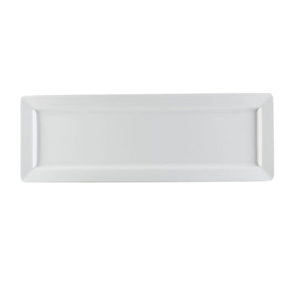 16 1/4-inch long deep rectangular platter, ceramic serving tray, heat-resistant, oven-safe, microwave-safe, dishwasher-safe, chip-resistant, ideal for sushi, entrees, appetizers, and elegant dining.