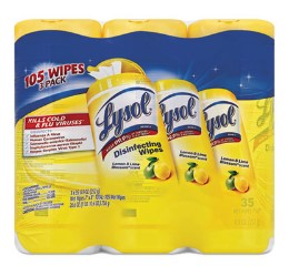 Lysol Disinfecting Wipes, Lemon & Lime Blossom, 105ct (3x35ct), antibacterial wipes in fresh citrus scent for cleaning and disinfecting.