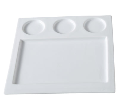 Yanco Square Compartment ML-810 12/Set is an elegant and functional addition to any dining establishment. This porcelain set is perfect for serving dips, sauces, and desserts, offering a stylish presentation for any occasion. The sleek Mainland collection design seamlessly complements restaurants, catered events, outdoor dining areas, and hotels. Made from high-quality porcelain, this durable set is built for frequent use while maintaining its refined look. 