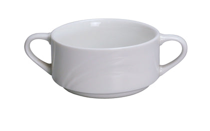 Yanco Bouillon With Handle MM-46 is a stylish and functional addition to any dining setting. Designed for serving soups, chowders, stews, dressings, and condiments, this deep round bowl features a convenient handle for easy handling. Made from durable bone-white porcelain, it blends seamlessly with existing serveware. Ideal for diners, cafes, restaurants, and hotels, this bowl is dishwasher and microwave safe for added convenience.