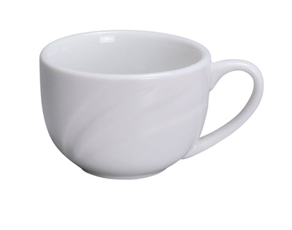Yanco Espresso Cup MM-54 is the perfect addition to any coffee shop, restaurant, or hotel. Designed to pair with the Yanco Saucer MM-55, this cup features a round shape, a comfortable curved handle, and a durable porcelain construction. Its bright white color and wave-inspired design complement any tabletop while ensuring long-lasting performance.