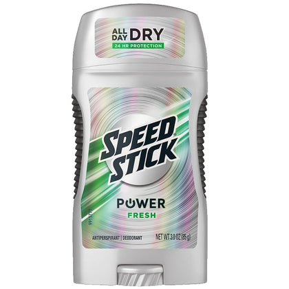 Mennen Speed Stick Power Fresh Deodorant combines powerful antiperspirant protection with a fresh, masculine scent to keep you dry and odor-free for up to 24 hours. Featuring a Comfort Guard applicator, this deodorant glides on smoothly and provides a clean, confident feeling all day long. Suitable for daily use and all skin types.