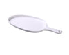 Yanco Pan Plate with Handle MO-808 Crafted from high-quality melamine, this plate boasts a sleek matte finish in an elegant white hue that will impress even the most discerning guests. The organic shape of the plate, with its unique curves and contours, adds a touch of sophistication to any dish you serve. The plate also features a convenient handle for easy carrying and serving.