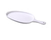 Yanco Pan Plate with Handle MO-809 Crafted from high-quality melamine, this plate boasts a sleek matte finish in an elegant white hue that will impress even the most discerning guests. The organic shape of the plate, with its unique curves and contours, adds a touch of sophistication to any dish you serve. The plate also features a convenient handle for easy carrying and serving.
