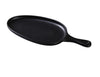 Yanco Pan Plate with Handle MO-809BK Crafted from high-quality melamine, this plate boasts a sleek matte finish in an elegant black hue that will impress even the most discerning guests. The organic shape of the plate, with its unique curves and contours, adds a touch of sophistication to any dish you serve. The plate also features a convenient handle for easy carrying and serving.