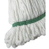 MOPM-L/M, White/Green Bands Looped End Microfiber Mop Head