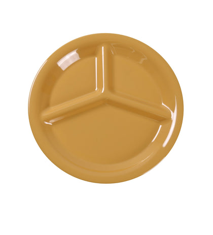 Yanco Three-Compartment Plate MS-710YL is made from durable and reliable melamine material, which makes the plate look like ceramics. Melamine tableware is a perfect solution for those who choose a reliable, durable, high-quality and affordable dinnerware for their food-serving establishment. These round 3-compartment plates are easy to clean, NSF listed and BPA safe.