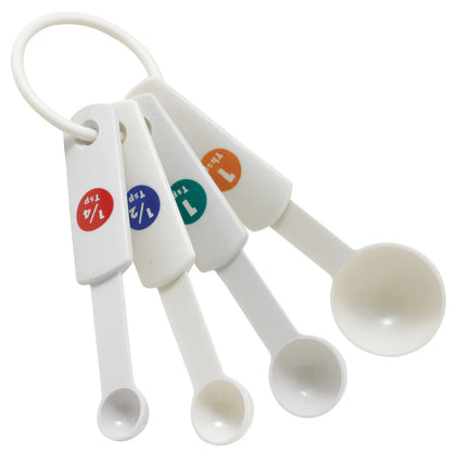 MSPP-4, 4-piece, S/S White, Plastic, Measuring Spoon Set