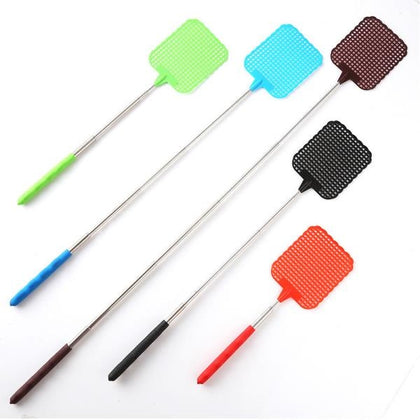 The Fly Swatters Extendable Assorted set features a lightweight yet durable design with a telescoping metal handle and ventilated plastic head for effective swatting. These fly swatters easily extend to reach high or hard-to-access areas, making them ideal for both indoor and outdoor use. Available in assorted bright colors, they’re perfect for homes, offices, kitchens, and patios.