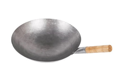 A set of twelve Mandarin woks with wooden handles, perfect for stir-frying and traditional Asian cooking.
