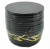 Marble Premium 24oz Gold on Black Bowl, BPA-free plastic with black marble design and gold accents. Perfect for soups, salads, and pasta at weddings, upscale parties, and home gatherings.