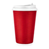 16oz Ripple Hot Cup with Lid, stylish insulated disposable cups available in silver, maroon, tan, and black. Perfect for coffee, tea, or hot drinks at cafes, offices, events, and on the go.