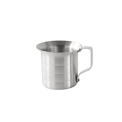 0.5QT aluminum measuring cup with open handle, smooth-pour spout, clear markings, and flat base; durable and precise. Quantity break: 12 each. Ideal for commercial or home kitchens.