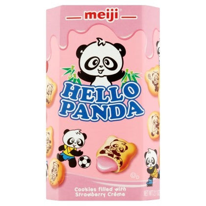 Meiji Hello Panda Strawberry features bite-sized crunchy biscuits filled with sweet strawberry cream. Each pack includes fun panda designs playing sports, making it an exciting treat for kids and families. With 10 individually wrapped packs per box, it's perfect for lunchboxes, party favors, or on-the-go snacking.