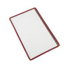 Burgundy 8-1/2x14 inch 1-pocket menu cover made from tear-resistant, easy-clean material for upscale restaurant display; packed 100 each per case for heavy-use food service environments.