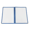 8-1/2x11 inch blue 2-pocket menu cover with tear-resistant construction and easy-to-clean surface; perfect for restaurants and cafes; packed 100 each per case for food service professionals.