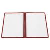 8-1/2x11 inch burgundy 2-pocket menu cover made with durable, tear-resistant material; elegant and functional design; packed 100 each per case for restaurants, cafes, and bars.