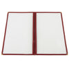 Burgundy menu cover with 2 pockets, 8-1/2x14 inches, ideal for restaurants and bars, durable and easy to clean, provides professional menu presentation, packed 100 each per case.