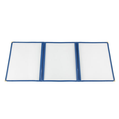 Blue 3-pocket menu cover for 8.5x11