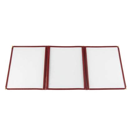 Burgundy 3-pocket menu cover for 8.5x11