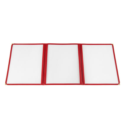 Red 3-pocket menu cover for 8.5x11