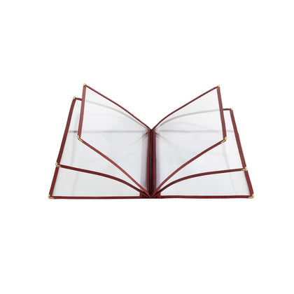Burgundy 6-pocket menu cover for 8.5x11