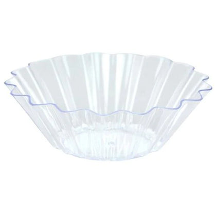 Mini Fanflair Dish – Fan-shaped serving dish for appetizers or desserts. Durable, BPA-free plastic in clear. Ideal for weddings, parties, and upscale events.