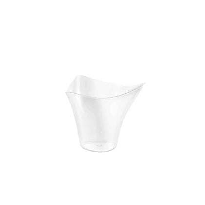 Mini Flared Triangle Cup – Elegant, durable mini cup for small servings of appetizers, desserts, or beverages. Reusable or disposable, perfect for parties, weddings, and upscale events.