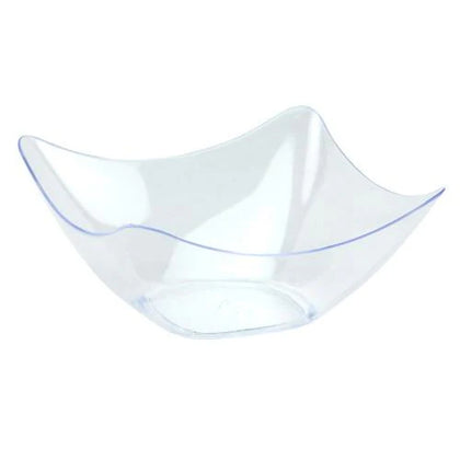 Mini Flutter Bowl – Stylish plastic bowl with a fluttered edge design for serving appetizers, dips, or desserts. Available in clear and pearl. Perfect for casual and formal events.