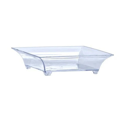 Mini Square Footed Dish – Perfect for appetizers, desserts, and small treats. Available in clear, pearl, and black. Reusable and disposable for easy cleanup and elegance at any occasion.