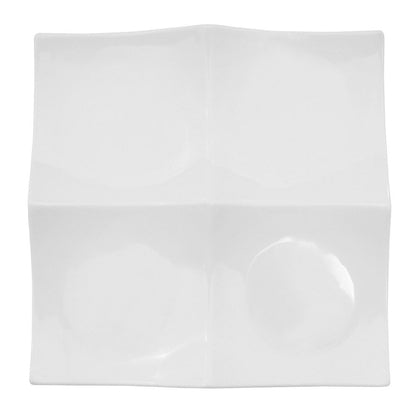Elegant 8-inch 4-section square plate made of durable ceramic. Perfect for serving appetizers, dips, and sides. Microwave and dishwasher safe with a scratch-resistant glazed finish for long-lasting use.