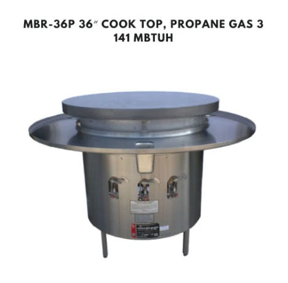 36-inch Mongolian BBQ cooktop with propane gas, designed for high-performance grilling and stir-frying on a spacious cooking surface.