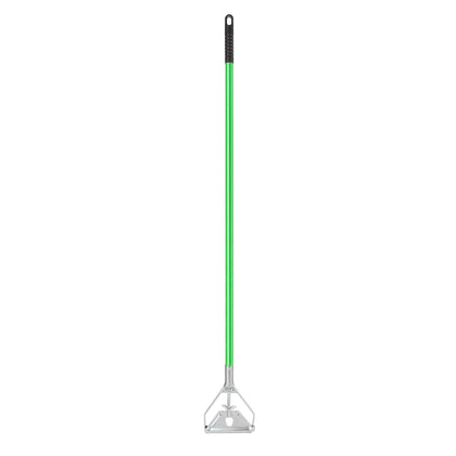 57-inch metal stirrup frame mop handle, packed by 6 each per case. Durable, rust-resistant, and strong—ideal for commercial janitorial use and heavy-duty cleaning tasks in schools, offices, and warehouses.