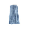 Blue 32oz cotton cut-end mop head, packed by 20 each per case. Durable, absorbent, and ideal for color-coded cleaning in restaurants, schools, and commercial janitorial applications.