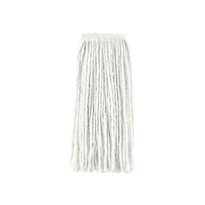 White 24oz cotton cut-end mop head, packed by 20 each per case. Durable, absorbent, and efficient—ideal for commercial and institutional cleaning in schools, offices, and kitchens.